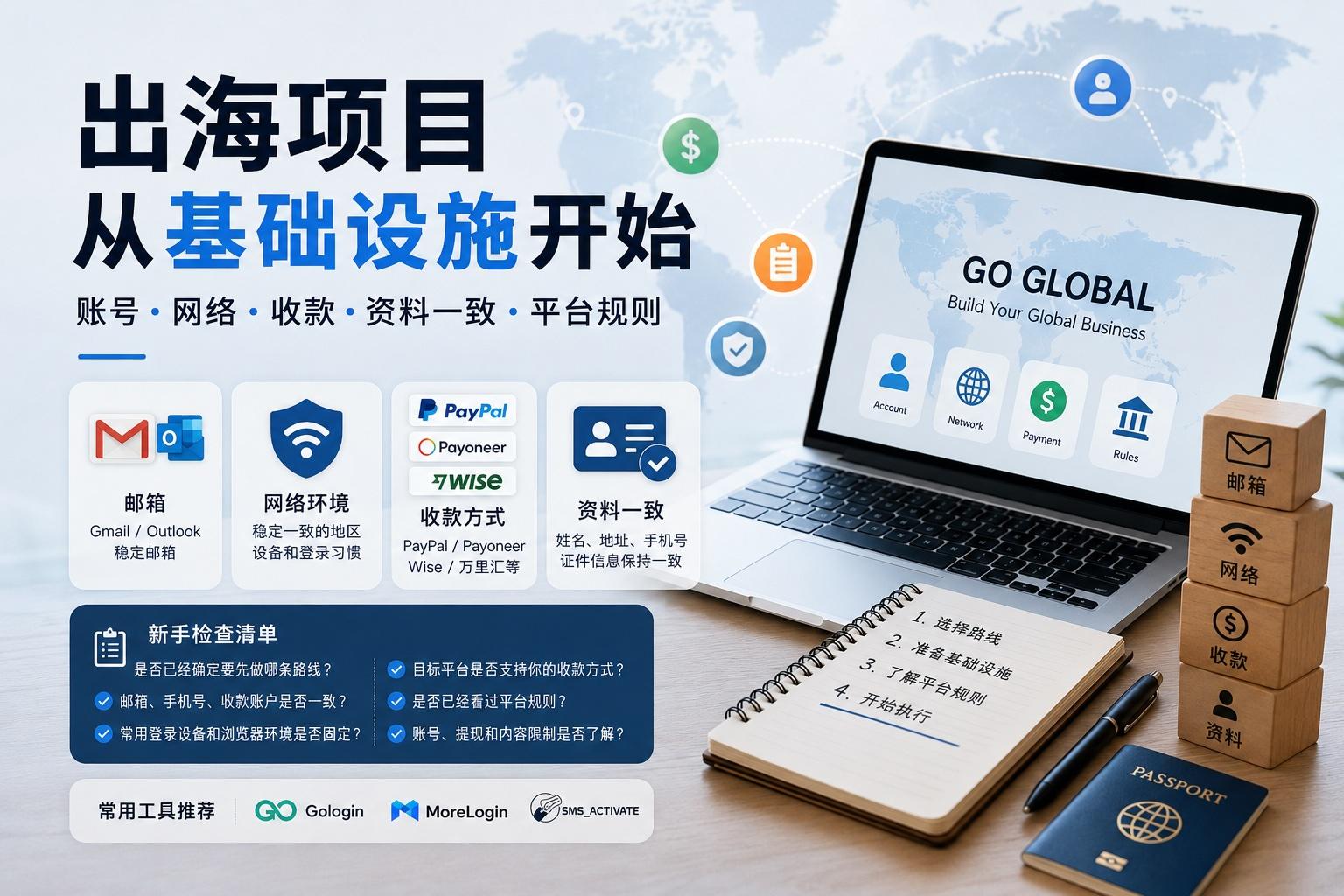 国内用户做出海项目，账号、网络、收款怎么准备