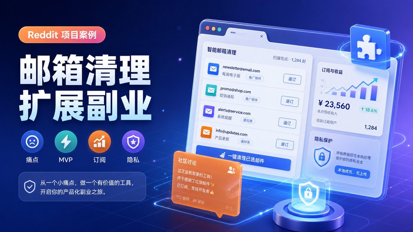 Reddit 项目案例：邮箱清理 Chrome 扩展怎么做成在线副业