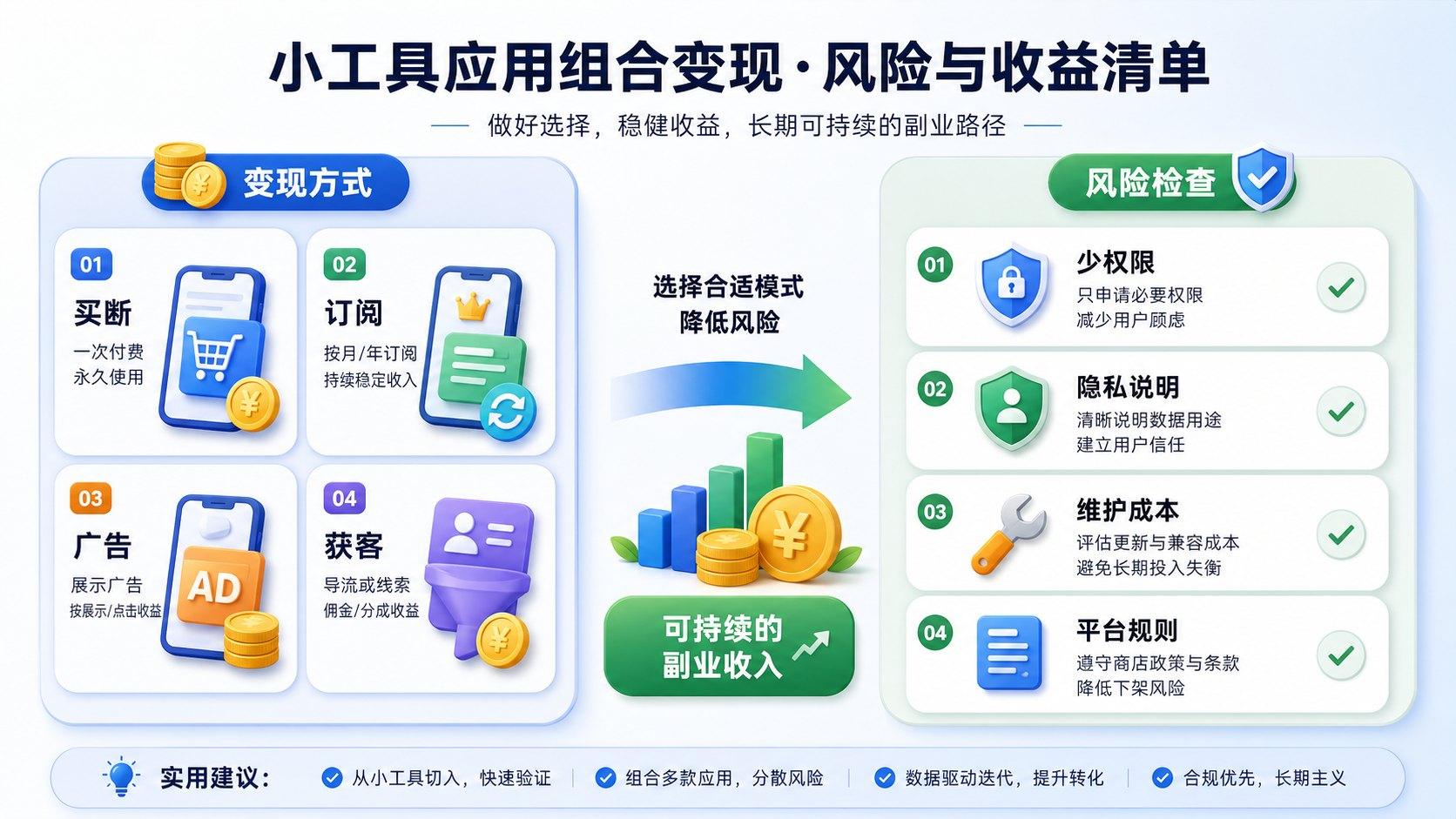 小工具 App 组合的变现方式和风险检查清单