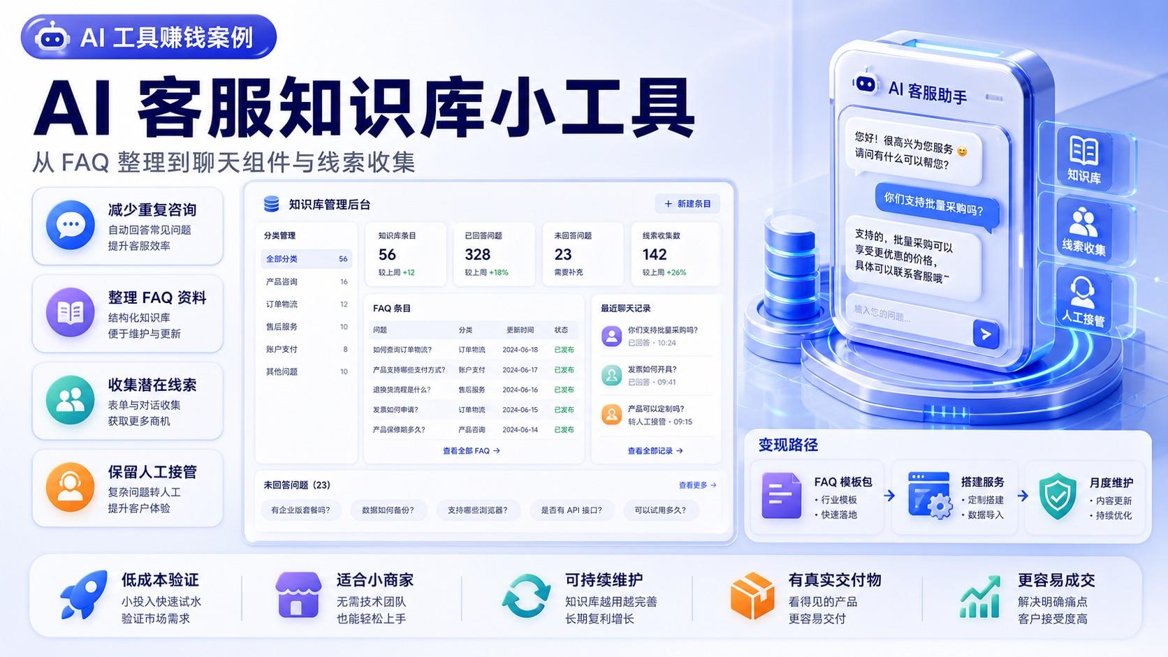 AI 客服知识库小工具怎么赚钱：适合谁、搭建流程和避坑