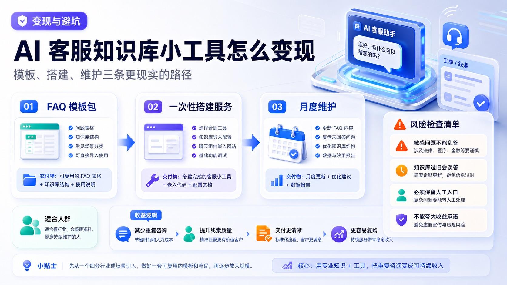 AI 客服知识库小工具变现路径和风险检查
