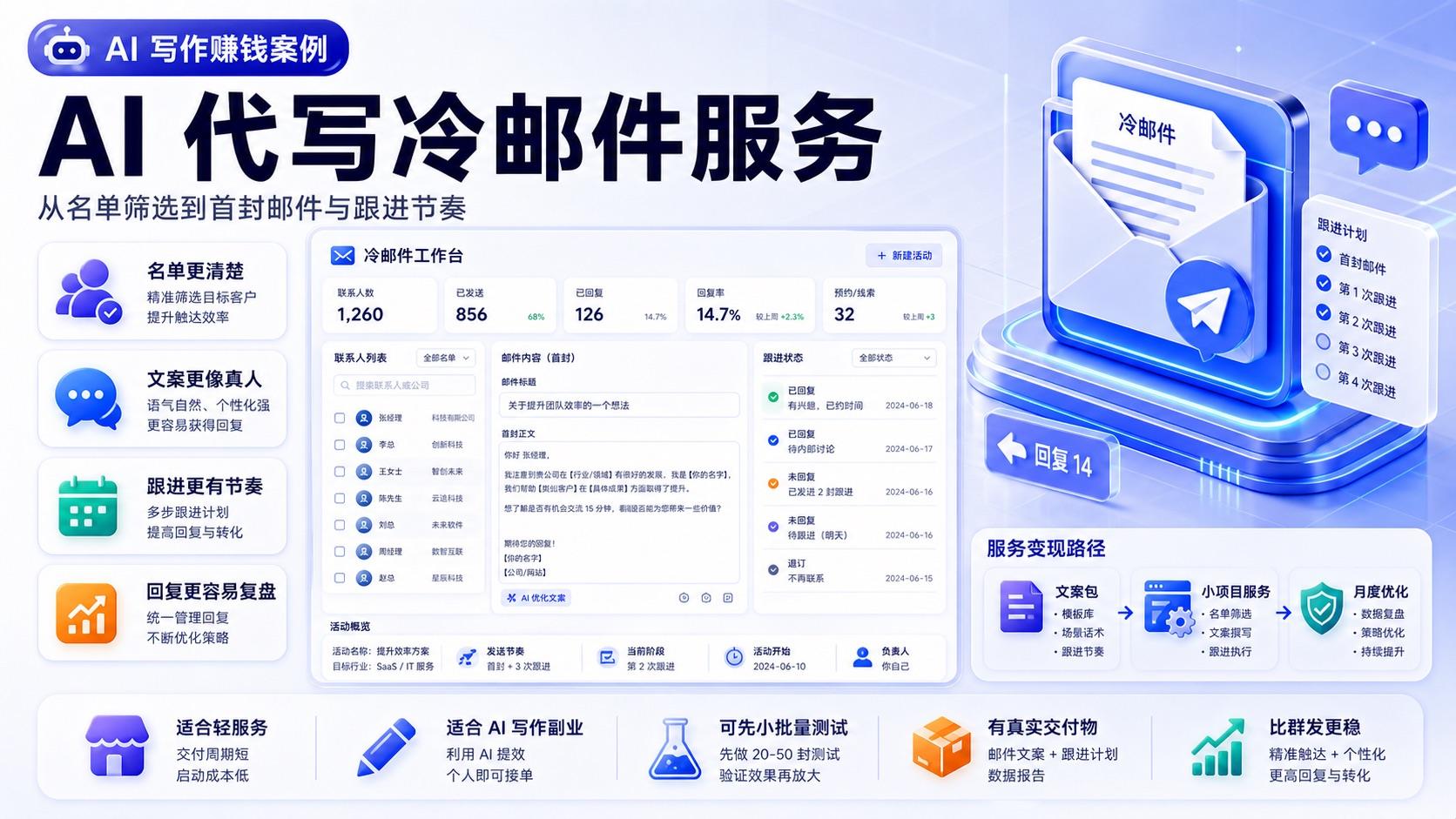 AI 代写冷邮件怎么赚钱：适合谁、服务流程、报价和避坑