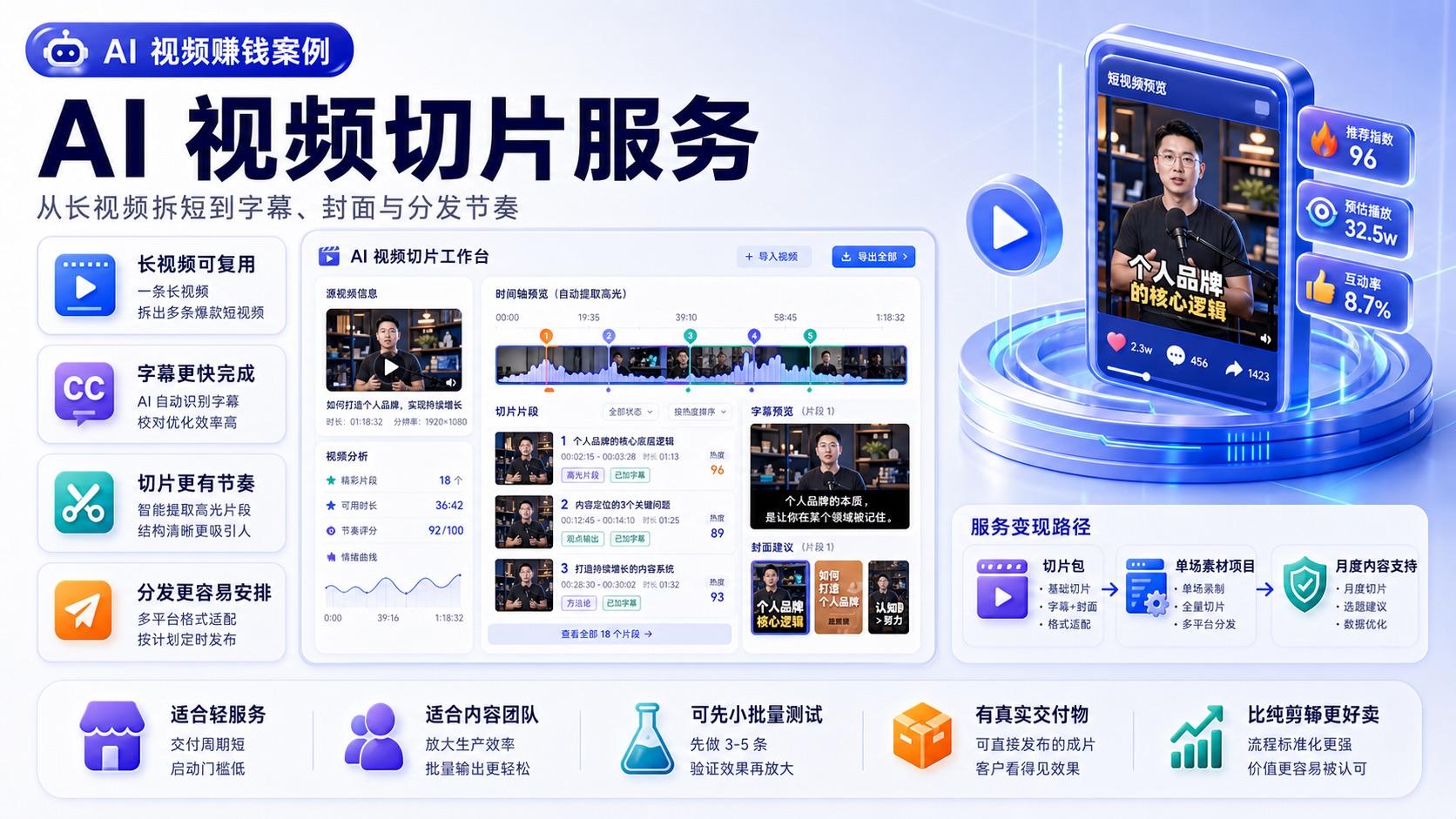 AI 视频切片服务怎么赚钱：适合谁、工作流、报价和避坑