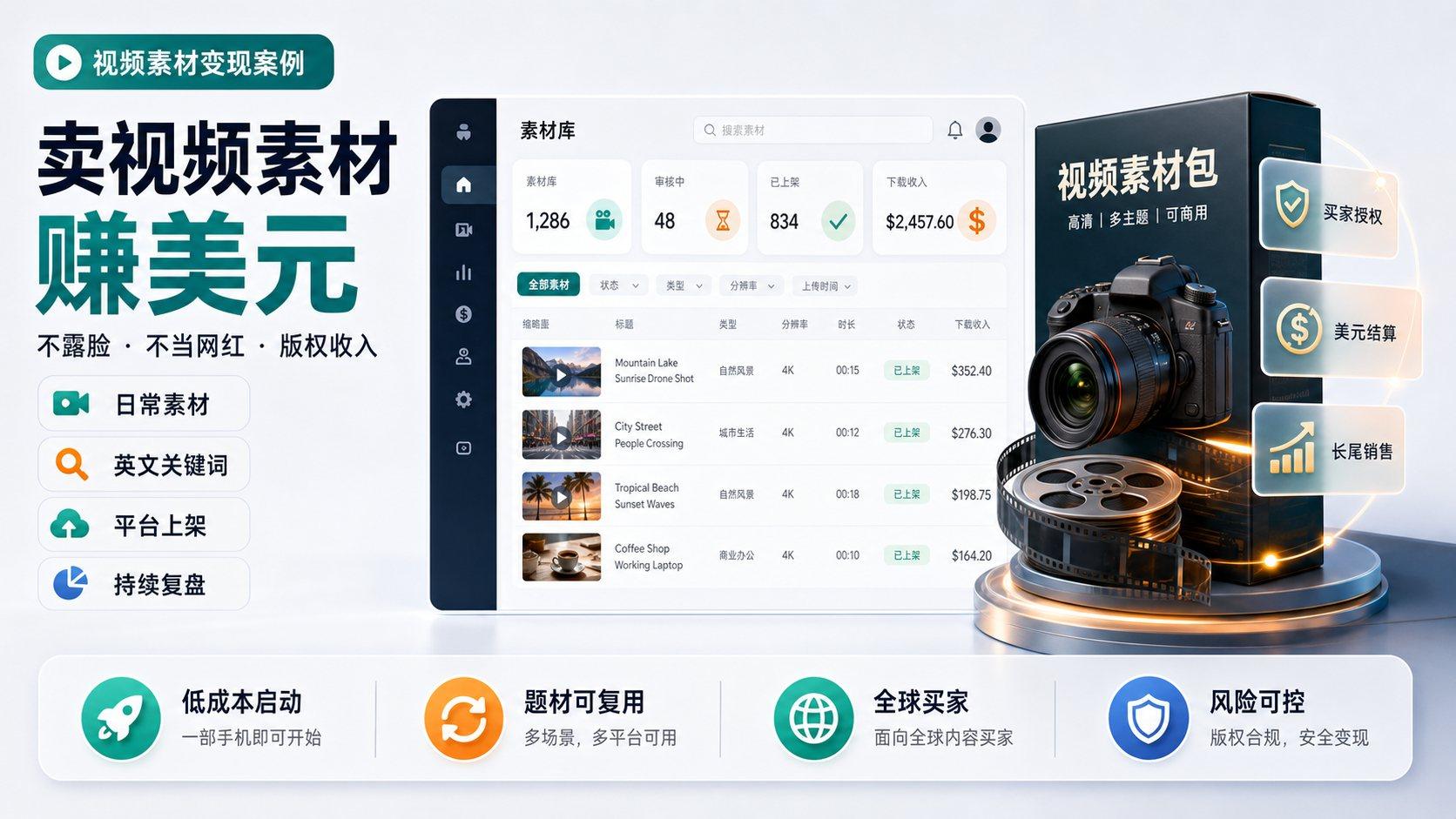 卖视频素材赚美元：普通人怎么把日常镜头做成版权收入