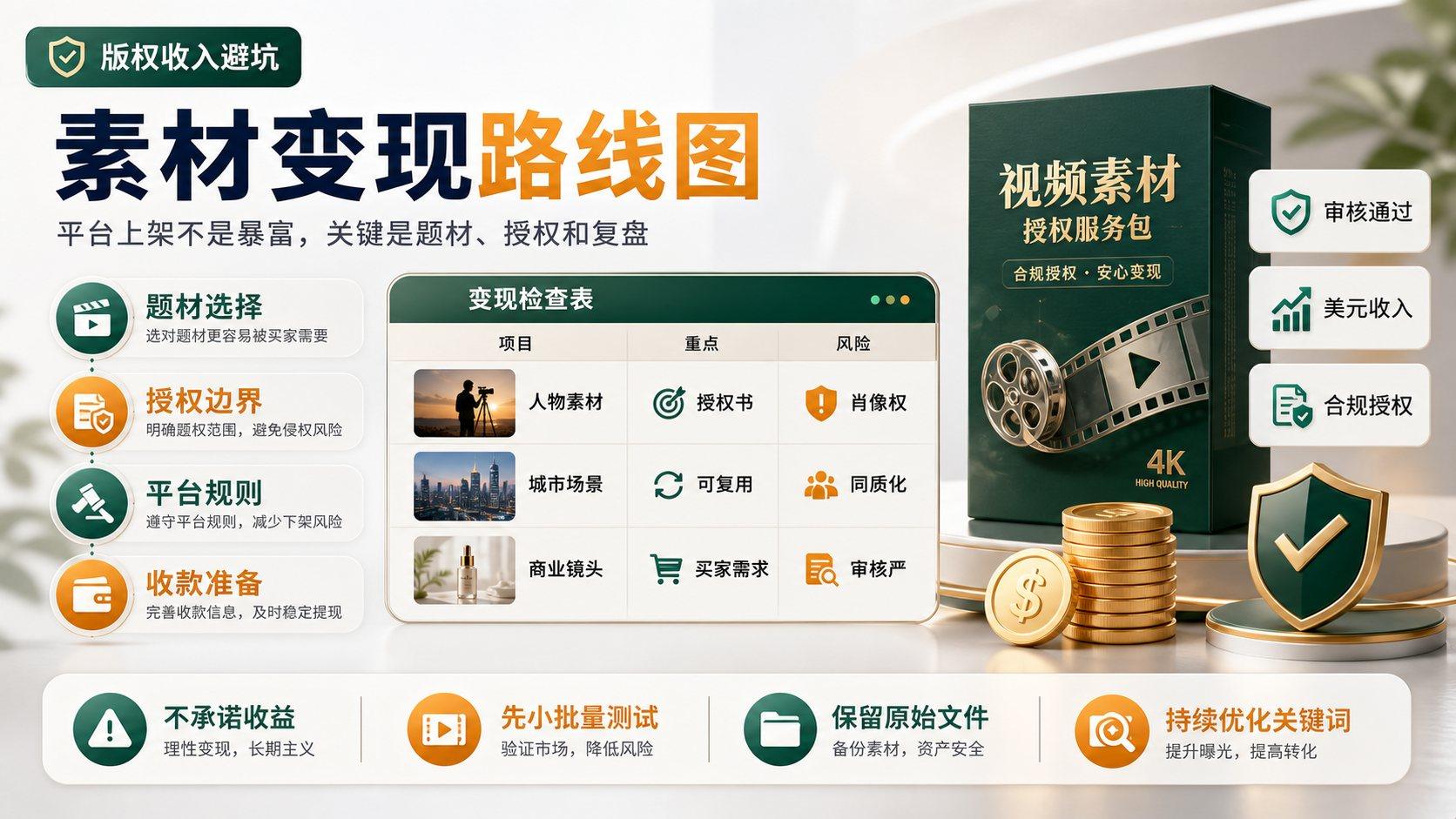 视频素材版权收入的题材授权平台规则和收款风险检查表